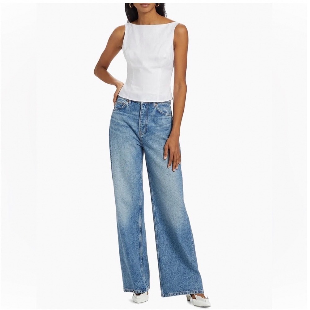 Reformation Cary High Rise Slouchy Wide Leg‎ Cropped Jeans Colorado Wash Size 26